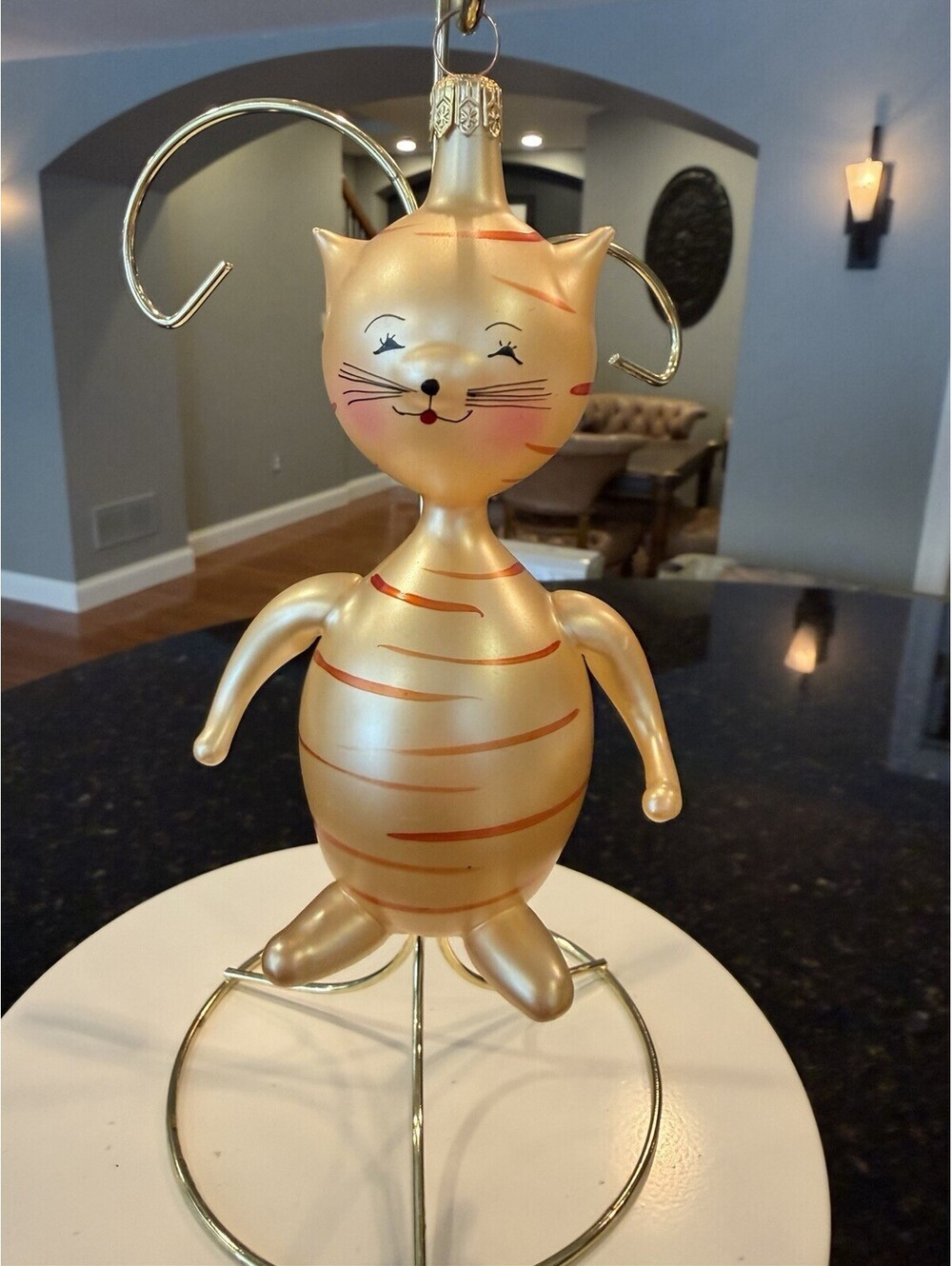 De Carlini Italian Blown Glass Orange Tabby Cat Excellent